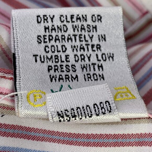 BUGATCHI Size XL White Multi Color Stripe Cotton Spread Collar Long Sleeve Shirt - Picture 8 of 8